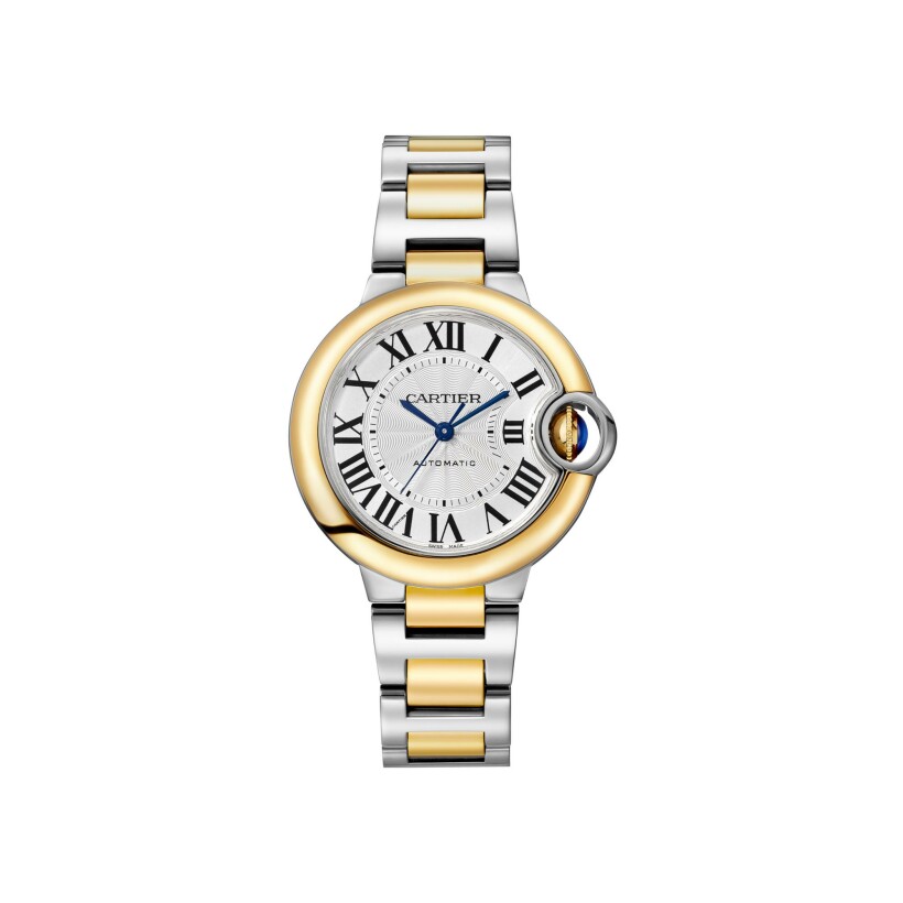 Ballon Bleu de Cartier watch 33 mm, automatic mechanical movement, yellow gold, steel