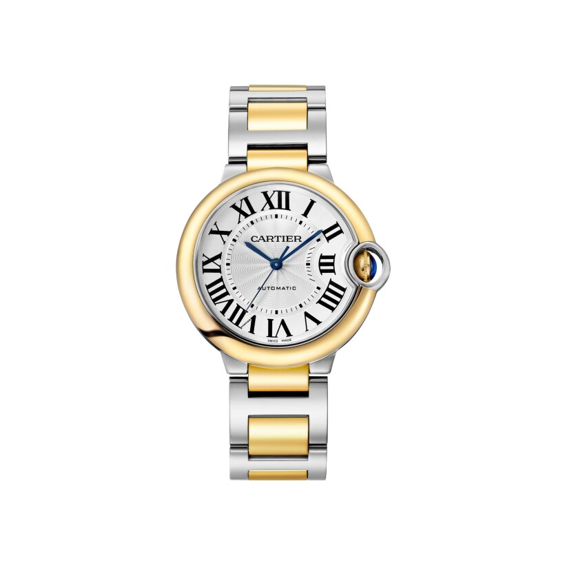 Ballon Bleu de Cartier watch 36 mm, automatic mechanical movement, yellow gold, steel