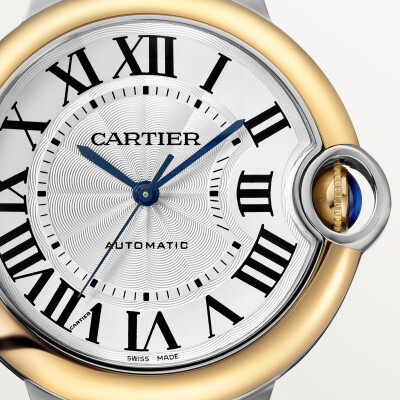 Montre Ballon Bleu de Cartier 36 mm, mouvement mécanique automatique, or jaune, acier