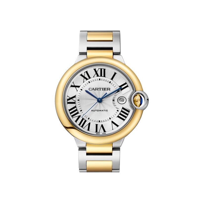 Ballon Bleu de Cartier watch 42 mm, automatic mechanical movement, yellow gold, steel