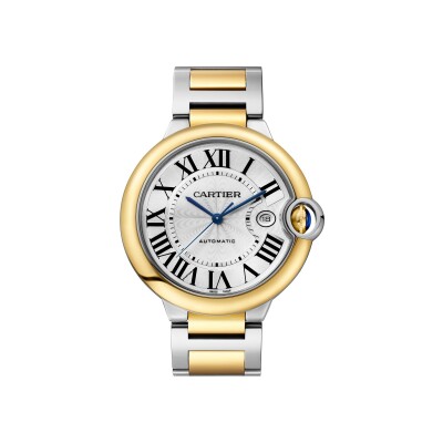 Montre Ballon Bleu de Cartier 42 mm, mouvement mécanique automatique, or jaune, acier