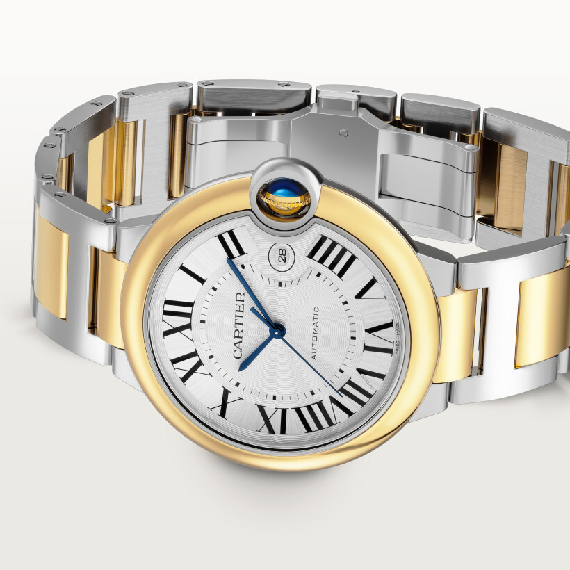 Ballon Bleu de Cartier watch 42 mm, automatic mechanical movement, yellow gold, steel