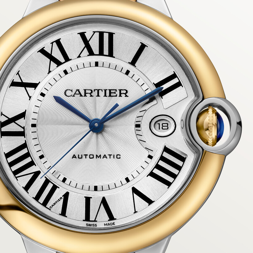 Ballon Bleu de Cartier watch 42 mm, automatic mechanical movement, yellow gold, steel