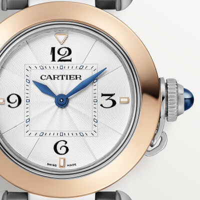 Montre Pasha de Cartier 30mm, mouvement quartz, or rose  et acier, bracelets métal et cuir interchangeables