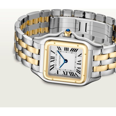 Panthère de Cartier watch, large model, quartz, yellow gold, steel