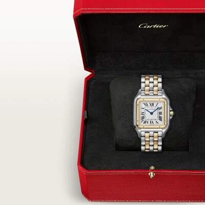 Panthère de Cartier watch, large model, quartz, yellow gold, steel