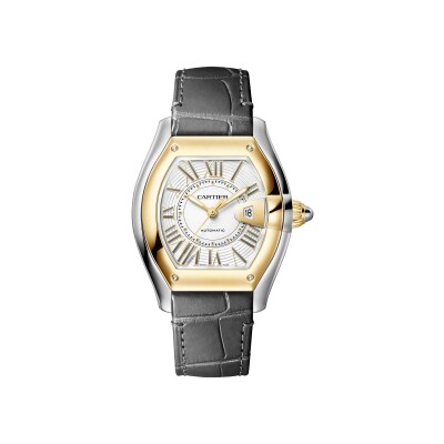 Roadster watch Medium model, automatic movement, yellow gold, steel, interchangeable metal bracelet and leather straps