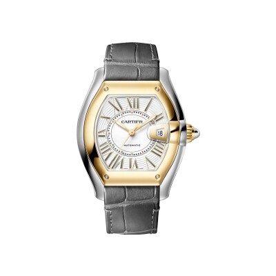 Roadster watch Large model, automatic movement, yellow gold, steel, interchangeable metal bracelet and leather straps