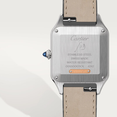 Cartier Santos-Dumont watch, Small model, quartz movement, rose gold, steel, leather