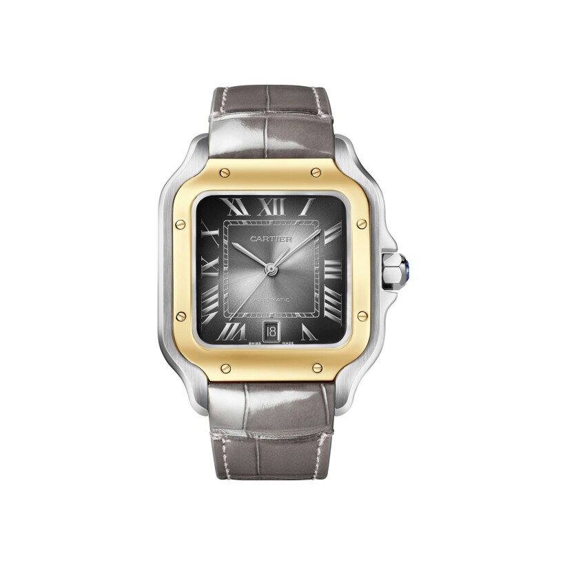 Cartier Santos de Cartier Large model, automatic movement, yellow gold and steel, interchangeable metal and leather straps watch