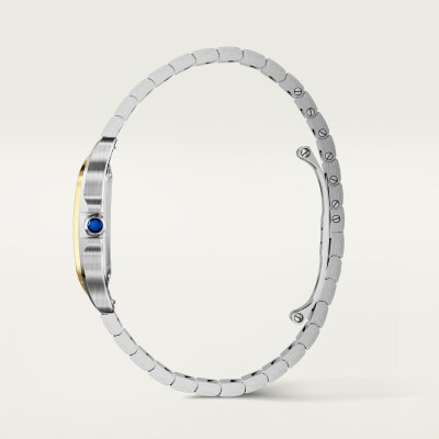 Montre Santos de Cartier Petit modèle, mouvement quartz, or jaune et acier, bracelets métal et cuir interchangeables