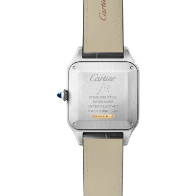 Montre Santos-Dumont de Cartier Grand modèle, mouvement quartz, or jaune, acier, cuir
