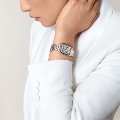 Montre Panthère de Cartier Moyen modèle, mouvement quartz, or rose, acier, diamants