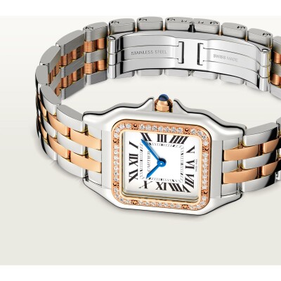 Montre Panthère de Cartier Moyen modèle, mouvement quartz, or rose, acier, diamants