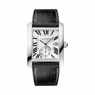 Montre Tank MC Grand modèle, mouvement automatique, acier, cuir