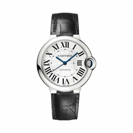 Montre Ballon Bleu de Cartier 36mm, mouvement automatique, acier, cuir