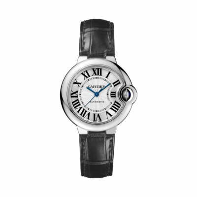 Montre Ballon Bleu de Cartier 33mm, mouvement automatique, acier, cuir