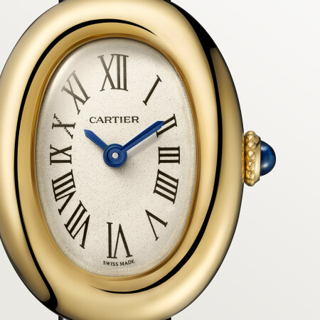 Cartier Baignoire watch, Mini model, quartz movement, yellow gold, leather