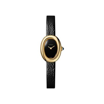 Montre Baignoire de Cartier Mini modèle, mouvement quartz, or jaune, cuir