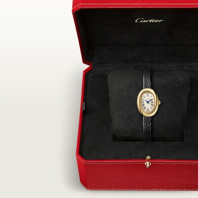 Baignoire Cartier watch Mini model, quartz movement, yellow gold, leather
