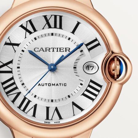 Montre Ballon Bleu de Cartier 40mm, mouvement automatique, or rose , cuir