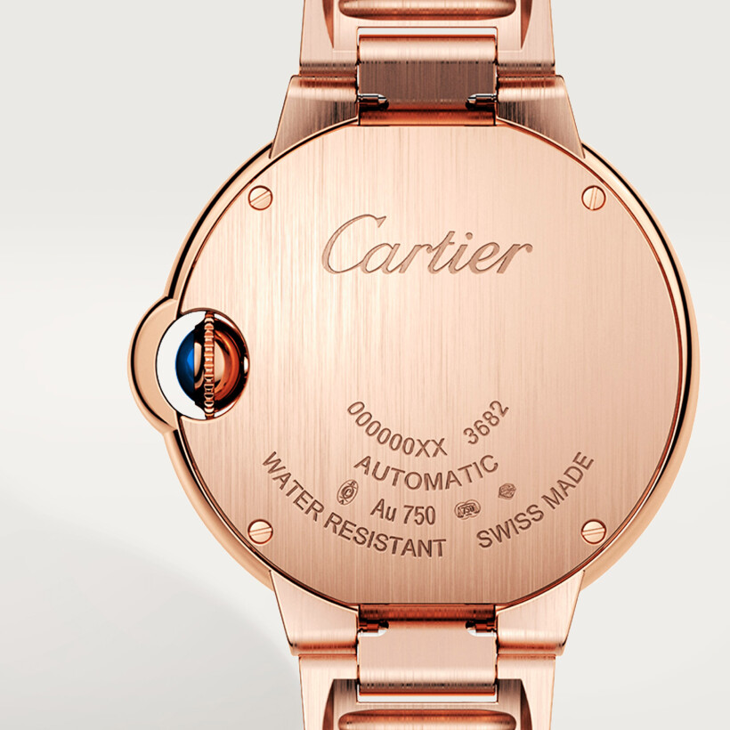 Ballon Bleu de Cartier watch, 33 mm, mechanical movement with automatic winding, rose gold