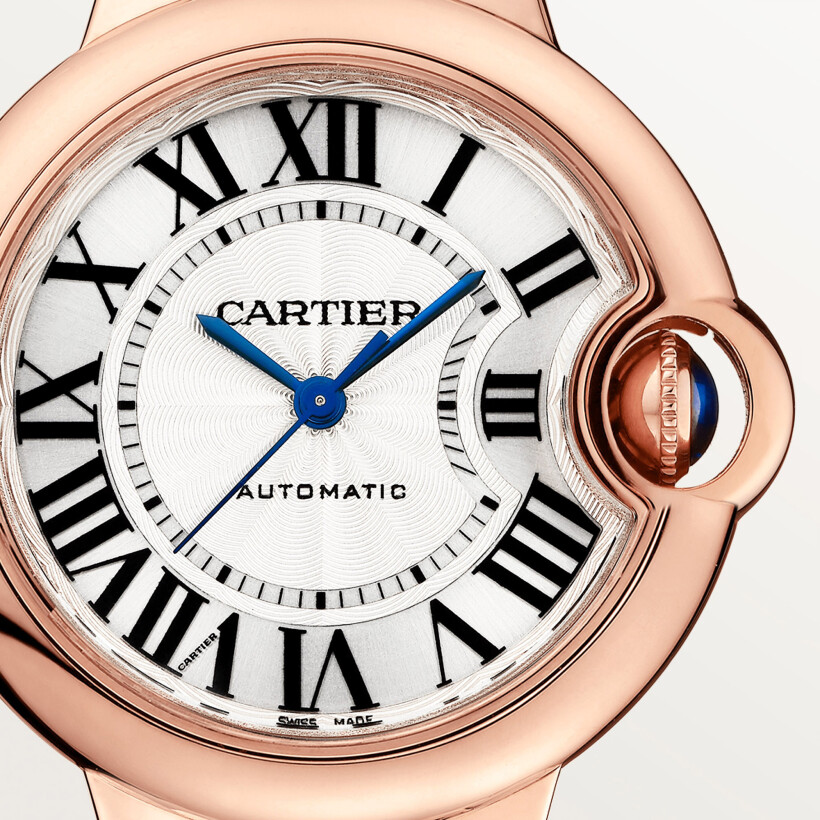 Ballon Bleu de Cartier watch, 33 mm, mechanical movement with automatic winding, rose gold