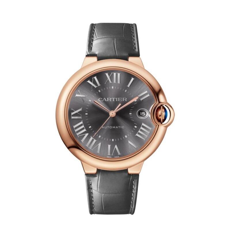 Montre Ballon Bleu de Cartier 40mm, mouvement automatique, or rose, cuir