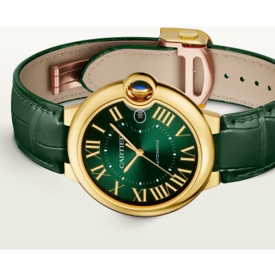 Montre Ballon Bleu de Cartier 40mm, mouvement automatique, or jaune, cuir