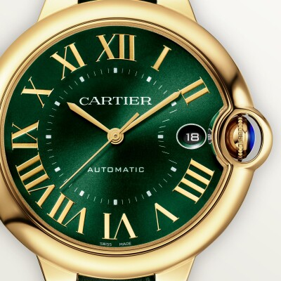 Montre Ballon Bleu de Cartier 40mm, mouvement automatique, or jaune, cuir