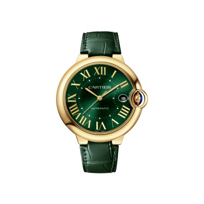 Montre Ballon Bleu de Cartier 40mm, mouvement automatique, or jaune, cuir