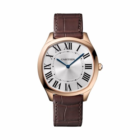 Montre Drive de Cartier Extra-Plate, Or rose, cuir