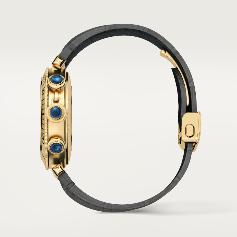 Montre Pasha de Cartier 41mm, chronographe, mouvement automatique, or jaune , bracelets cuir interchangeables