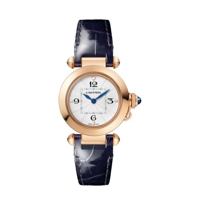 Montre Pasha de Cartier 30mm, mouvement quartz, or rose , bracelets cuir interchangeables