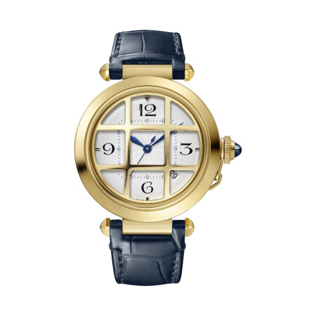 Montre Pasha de Cartier 41 mm, mouvement automatique, or jaune, bracelets cuir interchangeables