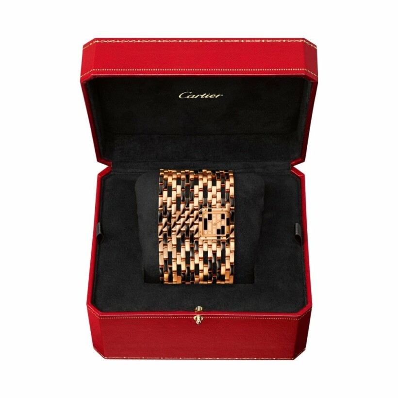 Panthère de Cartier watch, extra-large cufflinks, quartz movement, rose gold lacquer