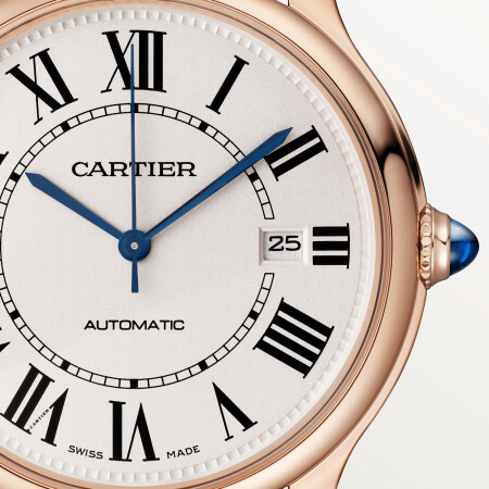 Montre Ronde Louis Cartier 40mm, mouvement mécanique automatique, or rose, cuir