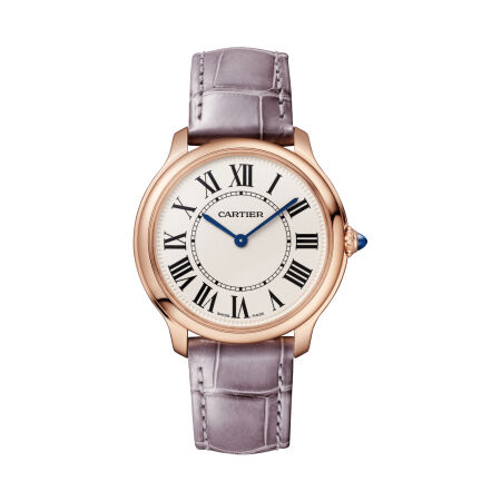 Montre Ronde Louis Cartier 36mm, mouvement quartz, or rose, cuir