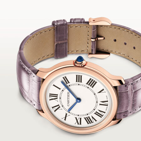 Montre Ronde Louis Cartier 36mm, mouvement quartz, or rose, cuir