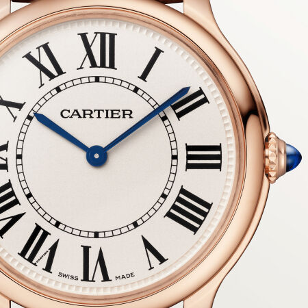 Montre Ronde Louis Cartier 36mm, mouvement quartz, or rose, cuir