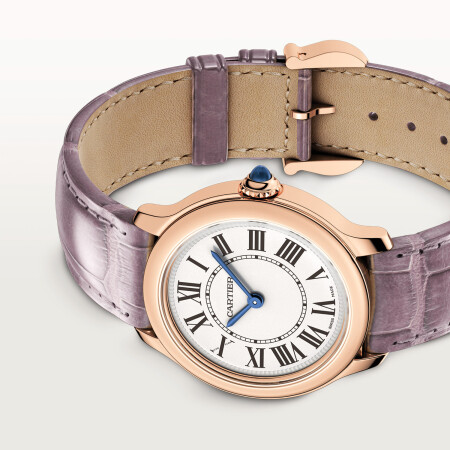 Montre Ronde Louis Cartier 29mm, mouvement quartz, or rose, cuir