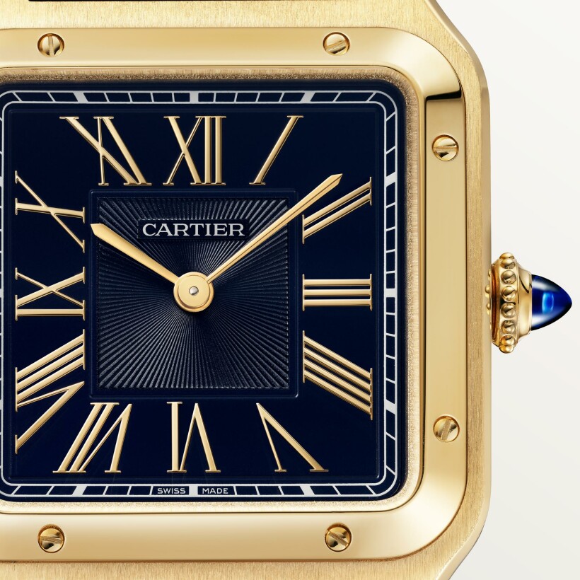 Cartier Santos-Dumont watch Large model, quartz movement, yellow gold, leather