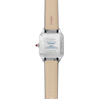 Montre Santos-Dumont Grand modèle, mouvement manuel, platine, cuir