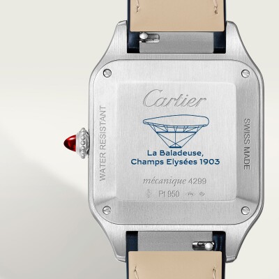 Montre Santos-Dumont Grand modèle, mouvement manuel, platine, cuir