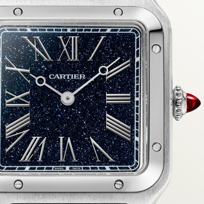 Montre Santos-Dumont Grand modèle, mouvement manuel, platine, cuir