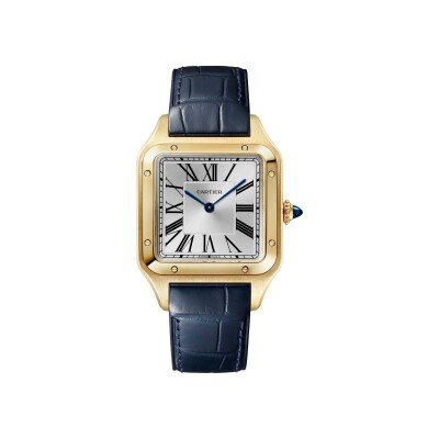 Montre Santos-Dumont de Cartier Grand modèle, mouvement manuel, or jaune, cuir