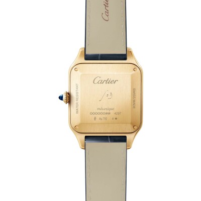 Montre Santos-Dumont de Cartier Grand modèle, mouvement manuel, or jaune, cuir