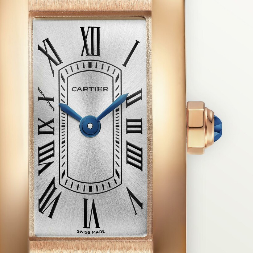 Cartier Tank Américaine watch Mini model, quartz movement, rose gold, leather