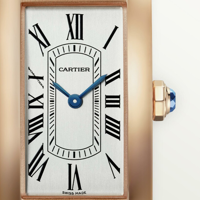 Montre Cartier Tank Américaine Petit modèle, mouvement quartz, or rose, cuir
