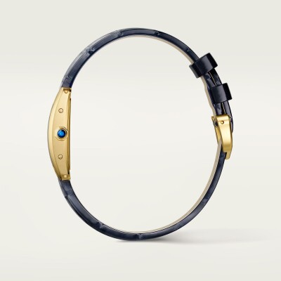 Montre Tank Américaine, Mini modèle, mouvement quartz, or jaune, cuir